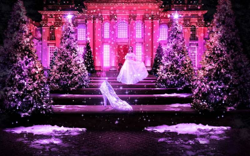 Blenheim Palace at Christmas and light trail GOLD