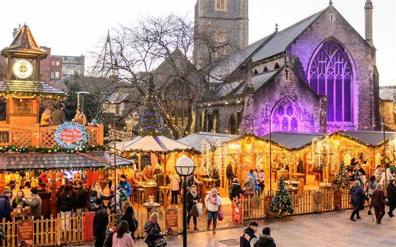 Cardiff Christmas Market and shopper